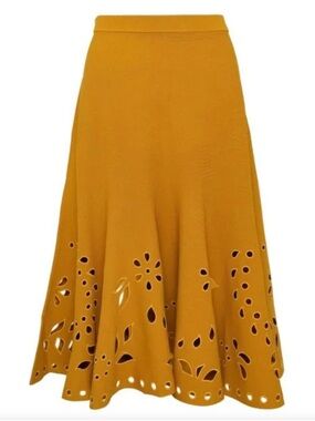 Ulla Johnson (nwt $690) Yellow Fiorella Cutout-Detail Midi Skirt Sz M